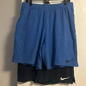 Nike Athletic Shorts Men’s Large (2 Pairs) Light Blue & Navy - Polyester/Cotton